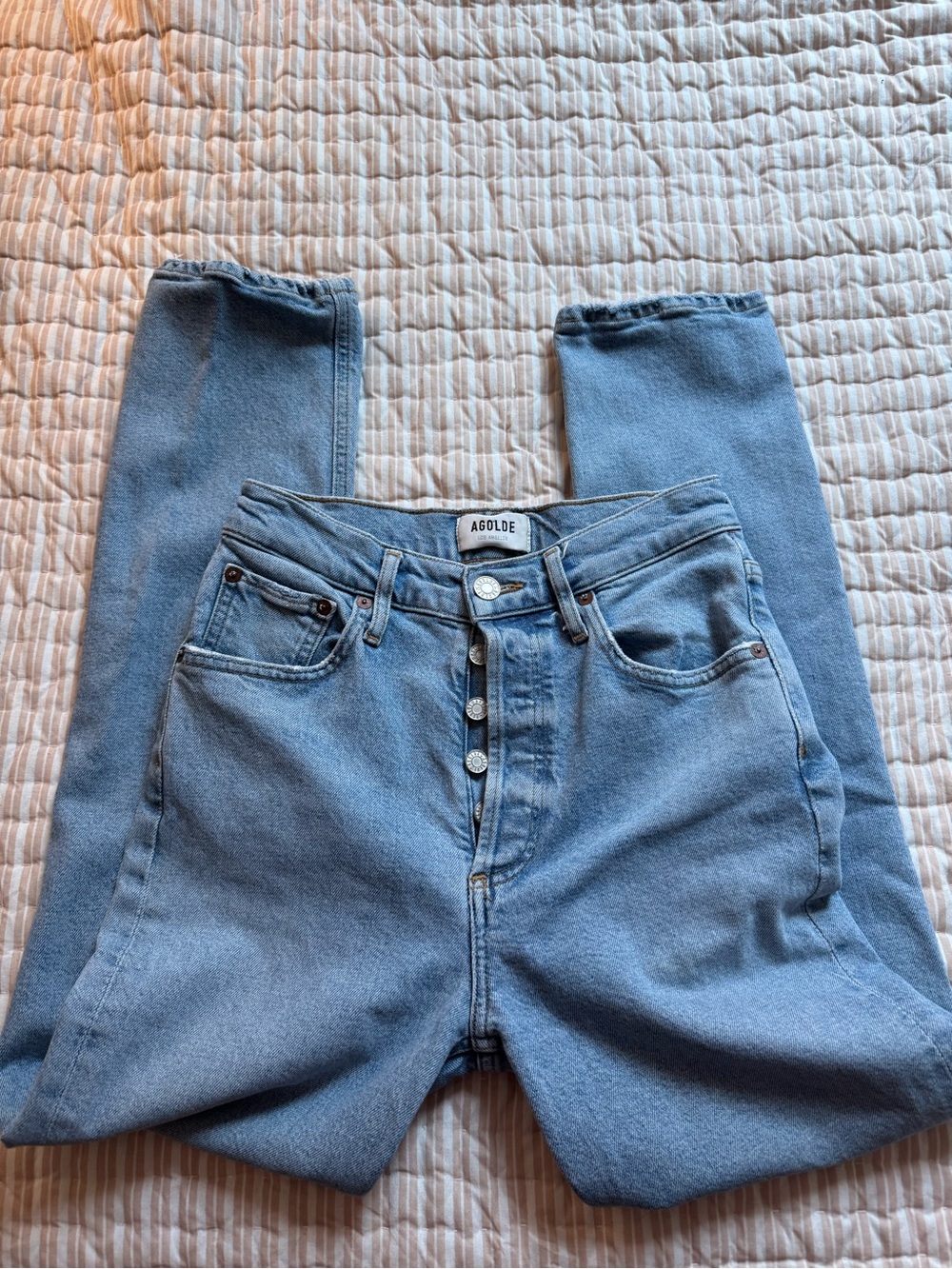 AGOLDE Light Blue High-Rise “Riley” straight leg Jean